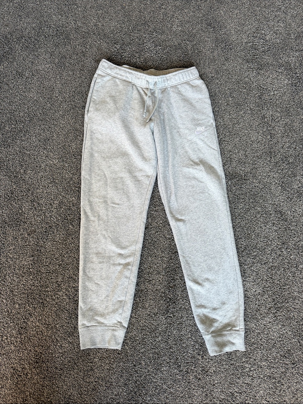 Nike Men’s Light Gray Fleece Joggers with Drawstring Waist